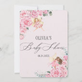 Pink Floral Rozen Fairies Arch Baby shower Invitat Kaart (Achterkant)