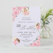 Pink Floral Rozen Fairies Arch Birthday Foto  Kaart (Staand voorkant)