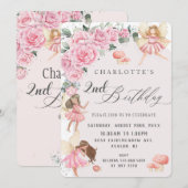 Pink Floral Rozen Fairies Arch Birthday Party Kaart (Voorkant / Achterkant)