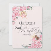 Pink Floral Rozen Fairies Arch Birthday Party Kaart (Achterkant)