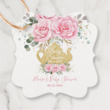 Pink Floral Rozen Tea Party Baby shower Dank u wel