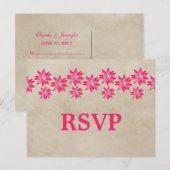 Pink Floral  RSVP Briefkaart (Voorkant / Achterkant)
