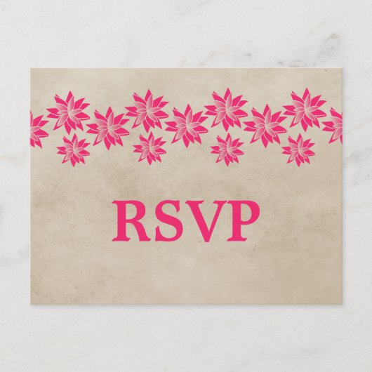 Pink Floral  RSVP Briefkaart (Voorkant)
