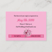 Pink Floral RSVP Mini Response Informatiekaartje (Achterkant)
