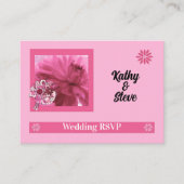 Pink Floral RSVP Mini Response Informatiekaartje (Voorkant)