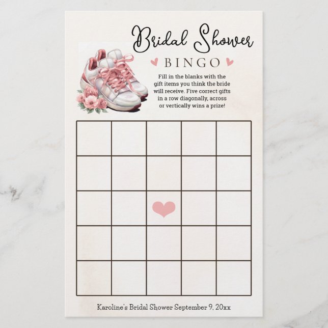 Pink Floral Runner thema Vrijgezellenfeest Bingo s (Voorkant)