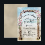 Pink Floral Rustic Driftwood Beach Arbor Wedding Save The Date<br><div class="desc">Deze mooie opslagkaart is de prefect van een bestemmings bruiloft. Het is voorzien van een typografisch ontwerp met lacy scriptkalligrafie in een waterverf driftwood strandbuis voorzien van roze en witte bloemen. Er is ruimte voor je namen,  de datum en de trouwlocatie.</div>