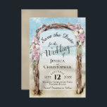 Pink Floral Rustic Driftwood Beach Arbor Wedding Save The Date<br><div class="desc">Deze mooie opslagkaart is de prefect van een bestemmings bruiloft. Het is voorzien van een typografisch ontwerp met lacy scriptkalligrafie in een waterverf driftwood strandbuis voorzien van roze en witte bloemen. Er is ruimte voor je namen,  de datum en de trouwlocatie.</div>