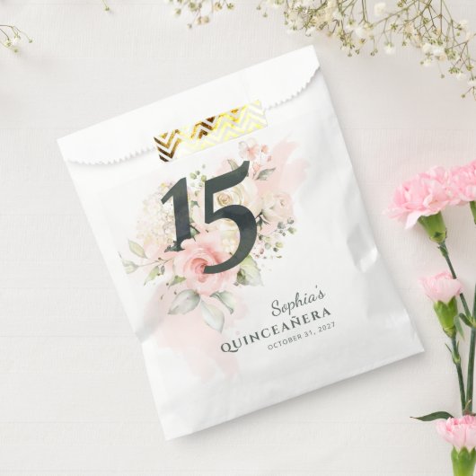 Pink Floral Rustic Quinceanera 15e verjaardag Bedankzakje (Gezegeld)