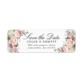 Pink Floral Rustic Sla de datum op Retouradres Etiket (Voorkant)