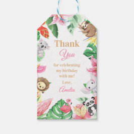 Pink Floral Safari Animals Girl Birthday Cadeaulabel