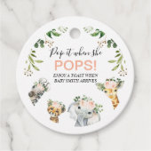 Pink Floral Safari Baby shower Pop Bedankjes Labels (Voorkant)