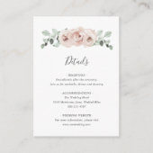 Pink Floral Sage Greenery Dusty Roos Wedding Informatiekaartje (Voorkant)