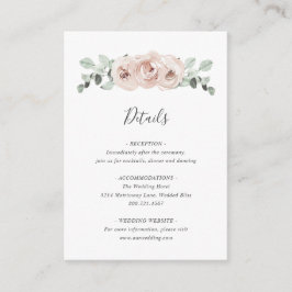 Pink Floral Sage Greenery Dusty Roos Wedding Informatiekaartje