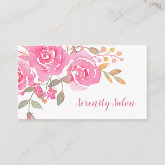 Pink Floral Salon Appointment Card Visitekaartje (Voorkant)