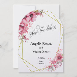 Pink Floral Save the Date Invitation Kaart