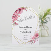 Pink Floral Save the Date Invitation Kaart (Staand voorkant)