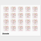 Pink Floral Save the Date Whimsical Quote Vierkante Sticker (Vel)
