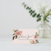 Pink Floral Script Bedankt Visitekaartje (Staand voorkant)