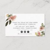 Pink Floral Script Bedankt Visitekaartje (Achterkant)
