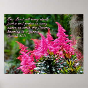 Pink Floral Scripting Verse Inspirerend Poster