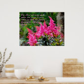 Pink Floral Scripting Verse Inspirerend Poster (Keuken)