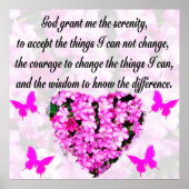  PINK FLORAL SERENITY PRAYER POSTER (Voorkant)
