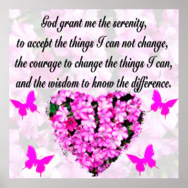  PINK FLORAL SERENITY PRAYER POSTER