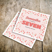 Pink Floral Seventh Birthday Girl Custom Party Servet