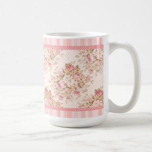 Pink Floral Shabby Rozen Mok