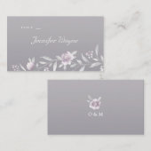 Pink floral Silver Chinoiserie bruilotkaarten Plaatskaartje (Voorkant / Achterkant)