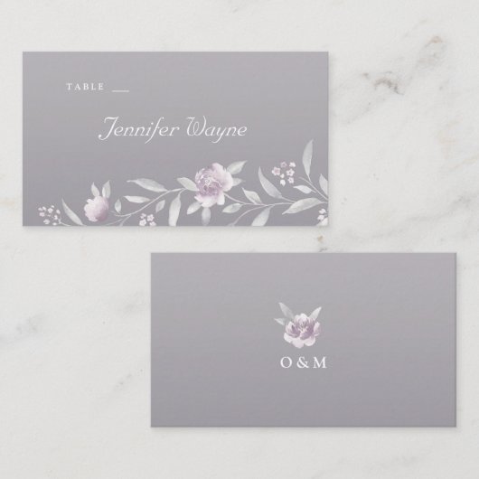 Pink floral Silver Chinoiserie bruilotkaarten Plaatskaartje (Voorkant / Achterkant)