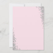 Pink Floral Silver Glitter First Heilige Communie Kaart (Achterkant)