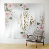Pink Floral Silver Grey Elegant Wandkleed (In Situ (horizontaal))