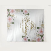 Pink Floral Silver Grey Elegant Wandkleed (Voorkant (horizontaal))