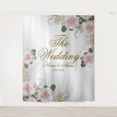 Pink Floral Silver Grey Elegant Wandkleed (Voorkant)