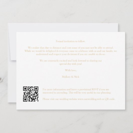 Pink Floral Simulated Dome Arch Wedding in Gold Save The Date (Achterkant)