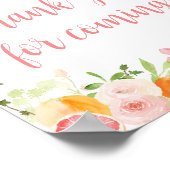 Pink Floral Sinaasappel Citrus Bedankt voor uw kom Poster (Hoek)