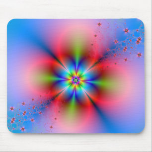 Pink Floral Spray op Blue Mousepad Muismat