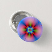 Pink Floral Spray op Blue Pinback Button (Voorkant /achterkant)
