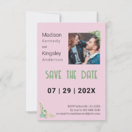 Pink Floral Spring Sla de datumfoto op Save The Date