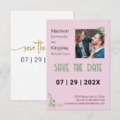 Pink Floral Spring Sla de datumfoto op Save The Date (Voorkant / Achterkant)