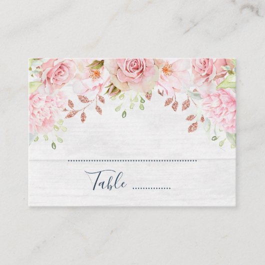 Pink Floral Spring Wedding Place Setting Cards Plaatskaartje (Voorkant)