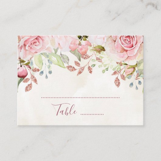 Pink Floral Spring Wedding Place Setting Cards Plaatskaartje (Voorkant)