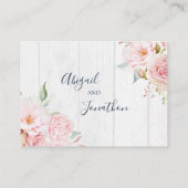 Pink Floral Spring Wedding QR code Details Insert Informatiekaartje (Achterkant)