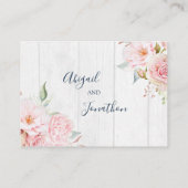Pink Floral Spring Wedding QR code Details Insert Informatiekaartje (Achterkant)