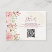 Pink Floral Spring Wedding QR code Details Insert Informatiekaartje (Voorkant)