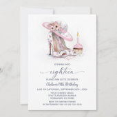 Pink Floral Stiletto Shoes 18th Birthday Party Kaart (Voorkant)