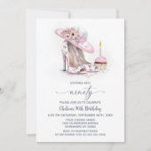 Pink Floral Stiletto Shoes 90th Birthday Party Kaart (Voorkant)