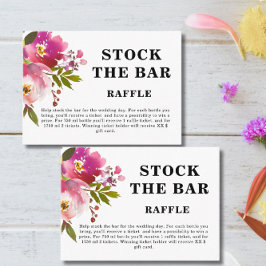 Pink Floral Stock the bar Bridal Shower   Informatiekaartje